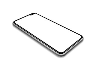 All-screen blank smartphone mockup isolated on white. 3D render