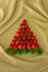 christmas cards with tree made of red fruits
