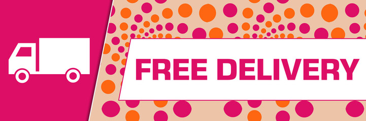 Free Delivery Pink Orange Dots Background Symbol 
