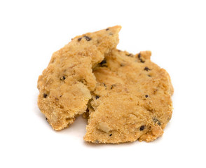  broke piece of butter cookies isolated on white background