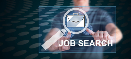 Man touching a job search concept