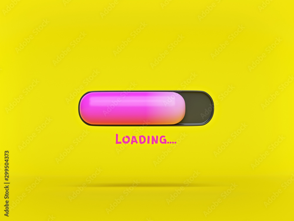 Aufkleber progress loading bar with shadow. minimal concept. 3d rendering