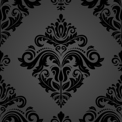 Classic seamless vector pattern. Damask orient black ornament. Classic vintage background. Orient ornament for fabric, wallpaper and packaging