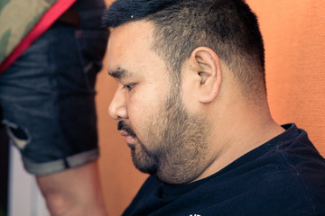 Fototapeta premium Bearded Men, Fat Asian Men, Men's Body Hair