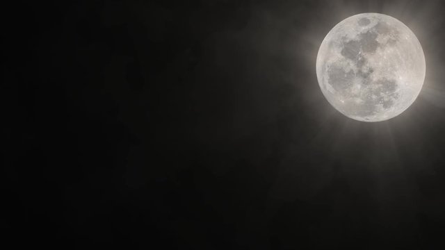 White Shining Moon Background, Seamless Loop. Ideal For Your Astrology / Astronomy Projects. High-Quality Animation, 4K, 60fps.