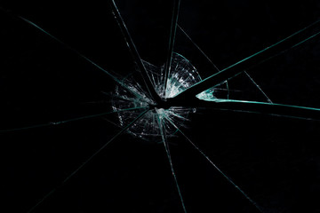 broken glass on a black background