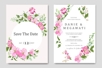 Fototapeta na wymiar Set wedding invitation template card design vector flowers leaves