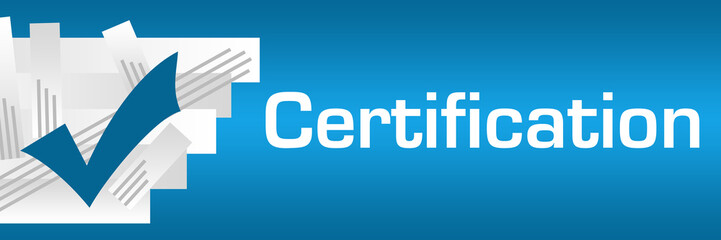 Certification Blue Background White Stroked Stripes 