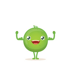 cartoon happy tiny baby pea character isolated on white background. vegetable funky character