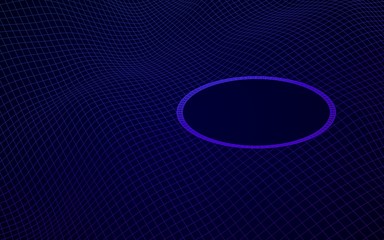 Abstract landscape on a blue background. Cyberspace grid. Mockup. hi tech network, technology. 3D illustration