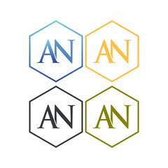 A and N Initial set Logo designs with polygon