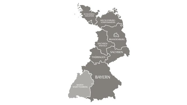 Germany map with federal states overlay animation