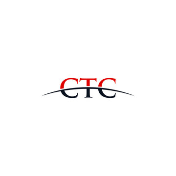 Initial letter CTC, overlapping movement swoosh horizon logo company design inspiration in red and dark blue color vector