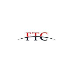 Initial letter FTC, overlapping movement swoosh horizon logo company design inspiration in red and dark blue color vector