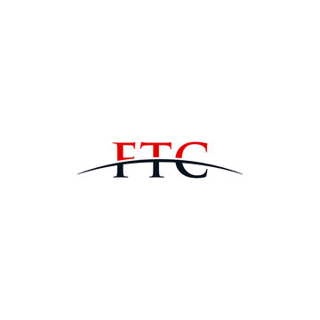 Initial letter FTC, overlapping movement swoosh horizon logo company design inspiration in red and dark blue color vector