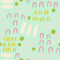 Creative abstract texture with different Brush Strokes. Vector seamless pattern with hand drawn ink shapes.