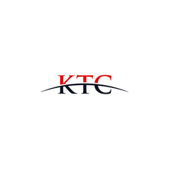Fototapeta premium Initial letter KTC, overlapping movement swoosh horizon logo company design inspiration in red and dark blue color vector
