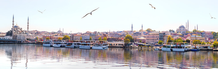 Eminonu Mosques, beautiful panorama of Istanbul, Turkey