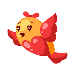 Illustration of cute bird in love. Valentine Day symbol.