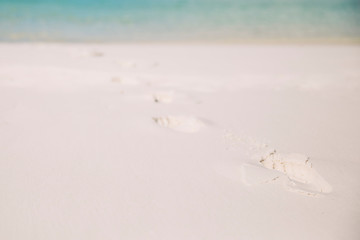 Fußspuren im Sand Strand am Meer