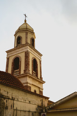 Fototapeta na wymiar bell tower of the church of Santa Maria di Castellabate. Italy
