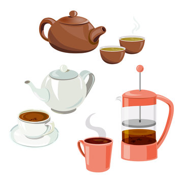 set of different teapots
