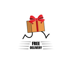 Free delivery. Holiday box. Vector illustration