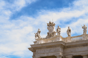 Details of the facade of the Basilica of St. Peter in Rome Vatican City