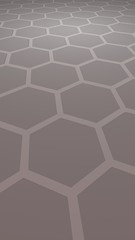 Obraz na płótnie Canvas Honeycomb with color lighting, on a gray background. Perspective view on polygon look like honeycomb. Isometric geometry. 3D illustration