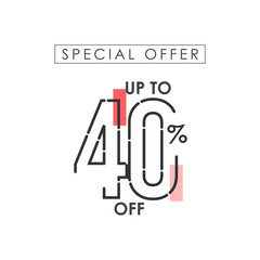 Discount up to 40% off Special Offer Vector Template Design Illustration