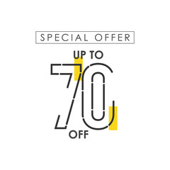 Discount up to 70% off Special Offer Vector Template Design Illustration