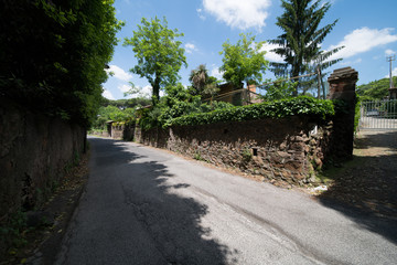 ancient Rome style street view with old stone walls