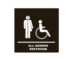 All gender Restroom or toilet sign, sign symbol background, Vector illustration.