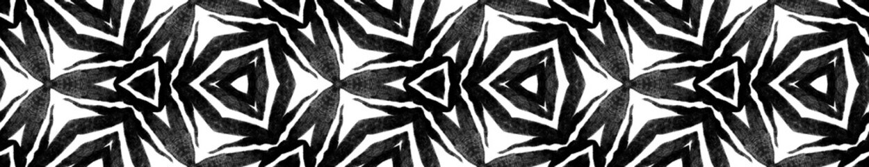 Obraz premium Black and white tropical Seamless Border Scroll. G
