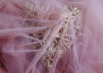 wicker heart in tulle