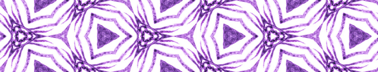 Fototapeta na wymiar Purple tropical Seamless Border Scroll. Geometric 
