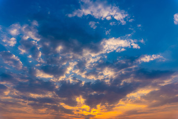 Naklejka na ściany i meble Amazing beauty evening sunset sky with clouds