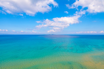 Fototapeta na wymiar Beautiful view over the sea beach in Corfu island, near Palaiokastritsa. Greece