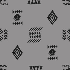 Seamless Ethnic pattern. Tribal vector abstract monochrome background