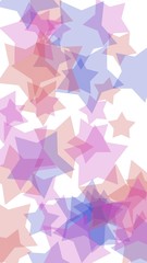 Multicolored translucent stars on a white background. Vertical image orientation. 3D illustration