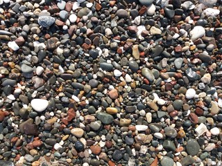 Wet pebbles on the beach, macro photo