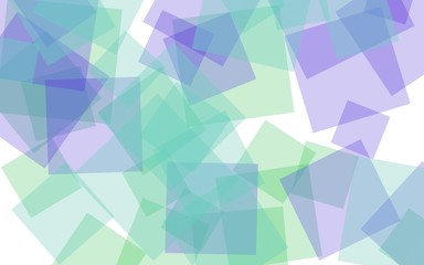 Fototapeta premium Multicolored translucent squares on white background. Green tones. 3D illustration