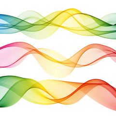  Set of wavy elegant colored waves on an abstract background. Design element
