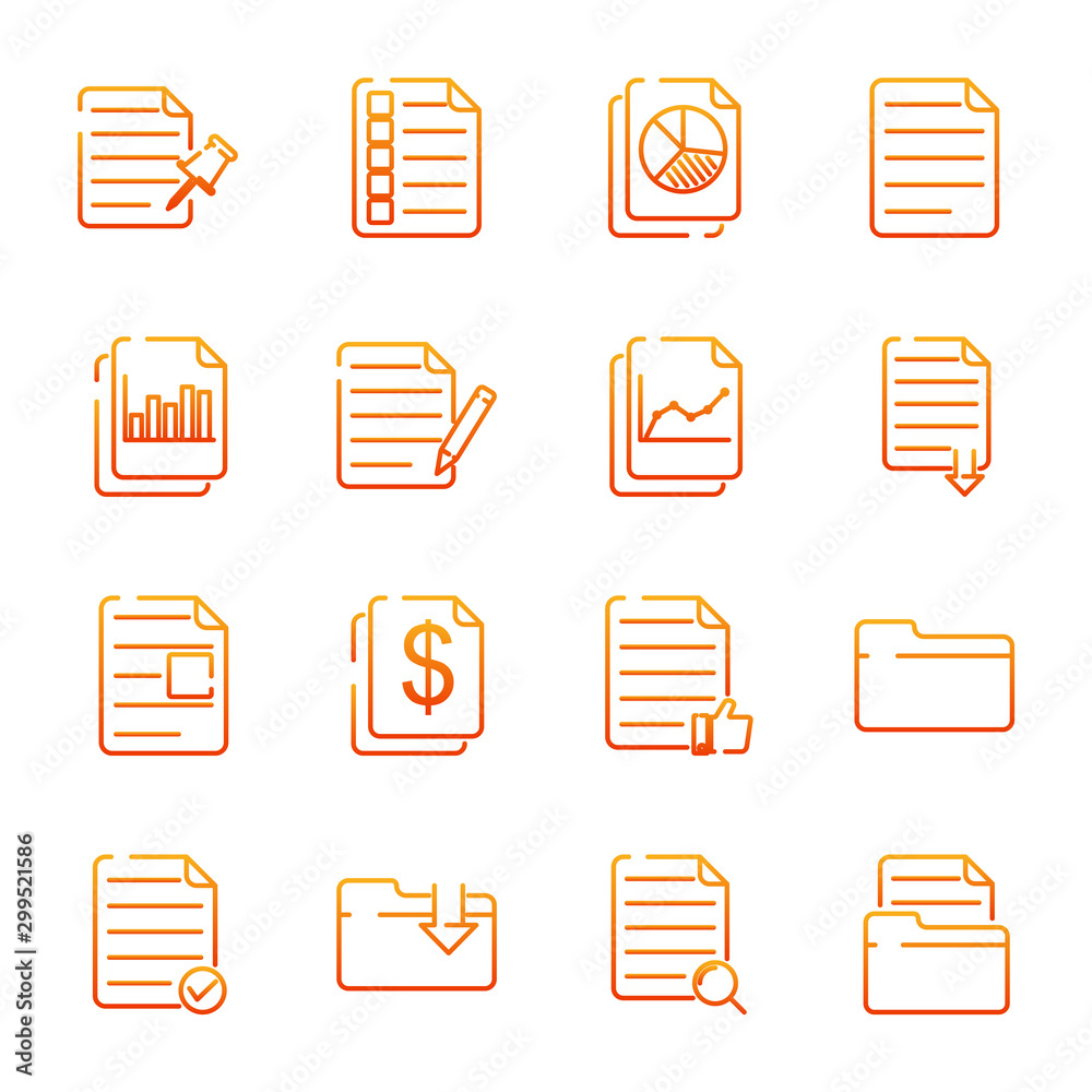 Poster Document web set icon template color editable. Document auditing web pack symbol vector sign isolated on white background illustration for graphic and web design.