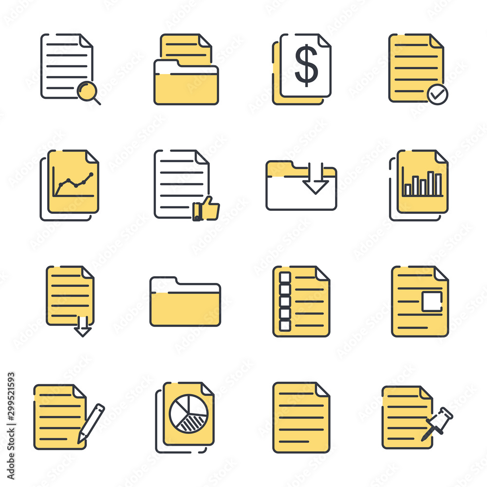 Poster Document web set icon template color editable. Document auditing web pack symbol vector sign isolated on white background illustration for graphic and web design.
