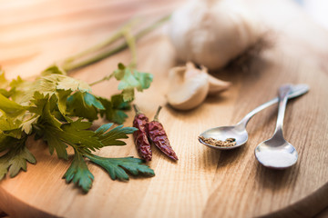 garlic, parsley and pepper 