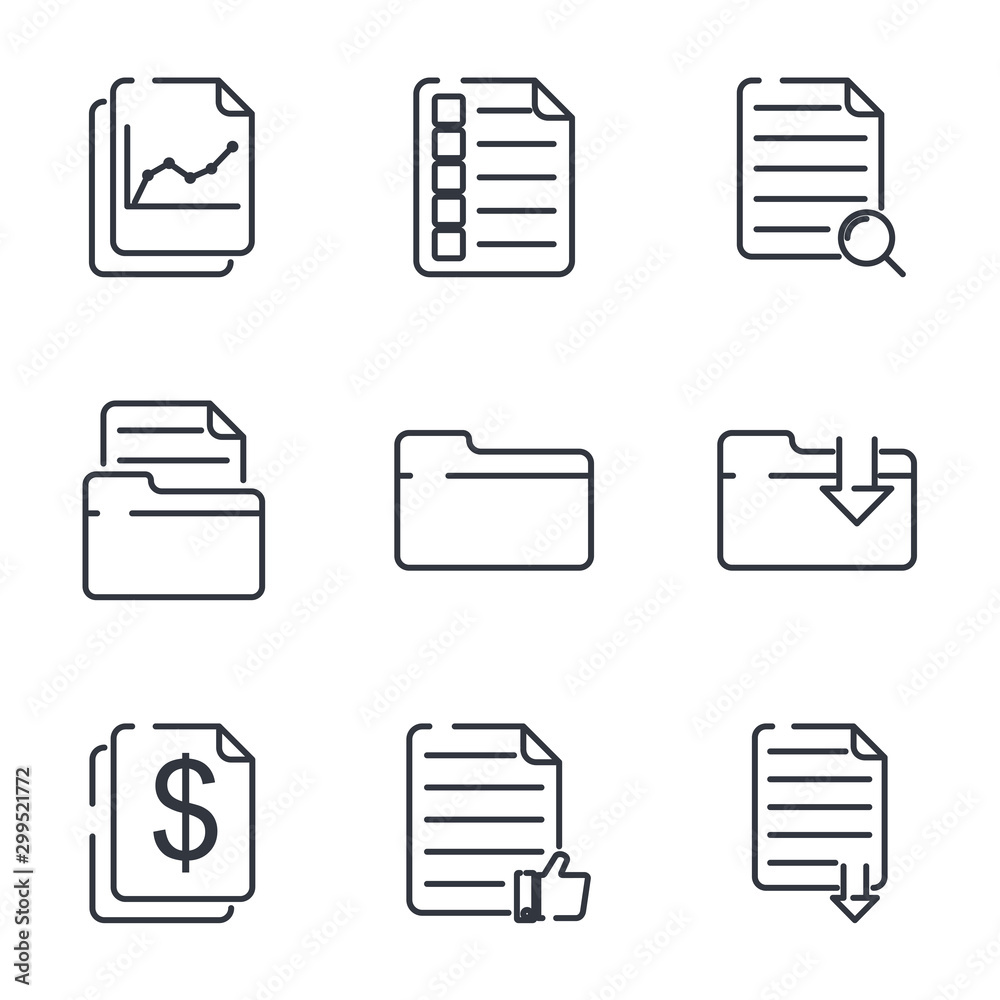 Poster Document web set icon template color editable. Document auditing web pack symbol vector sign isolated on white background illustration for graphic and web design.