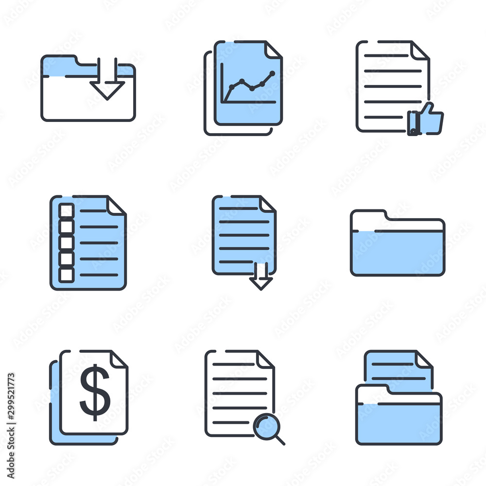 Poster Document web set icon template color editable. Document auditing web pack symbol vector sign isolated on white background illustration for graphic and web design.