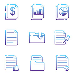 Document web set icon template color editable. Document auditing web pack symbol vector sign isolated on white background illustration for graphic and web design.