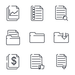 Document web set icon template color editable. Document auditing web pack symbol vector sign isolated on white background illustration for graphic and web design.